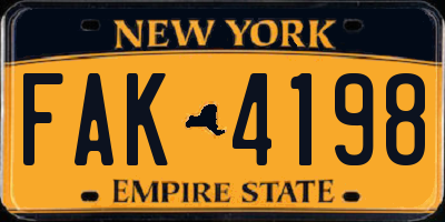 NY license plate FAK4198