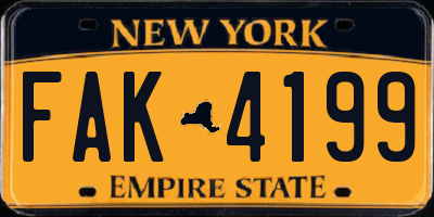 NY license plate FAK4199