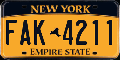 NY license plate FAK4211