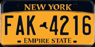 NY license plate FAK4216