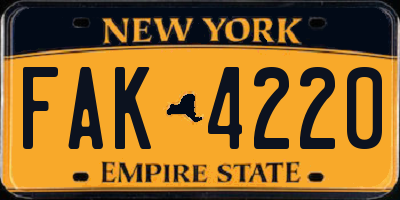 NY license plate FAK4220