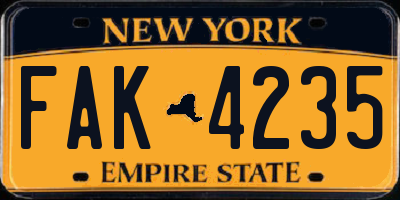 NY license plate FAK4235