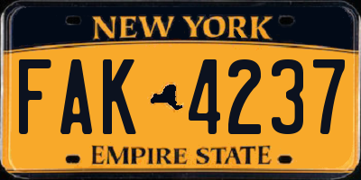 NY license plate FAK4237