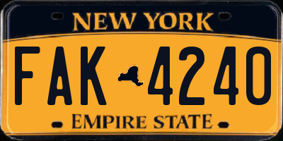 NY license plate FAK4240