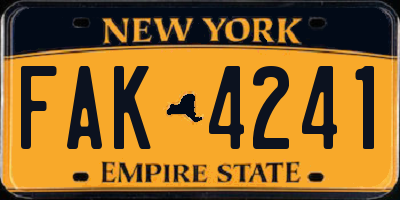 NY license plate FAK4241