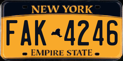 NY license plate FAK4246