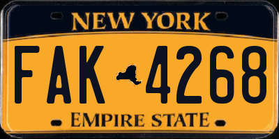 NY license plate FAK4268