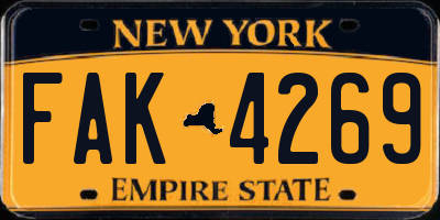 NY license plate FAK4269