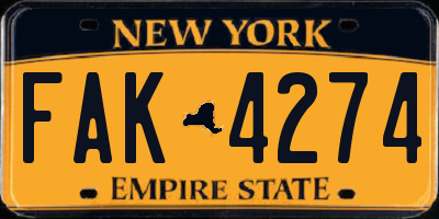 NY license plate FAK4274