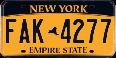 NY license plate FAK4277