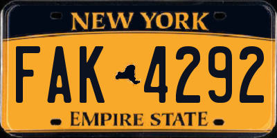 NY license plate FAK4292