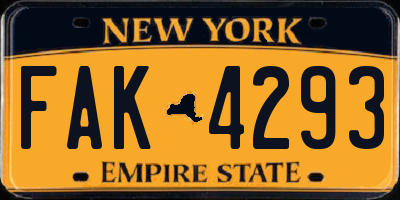 NY license plate FAK4293