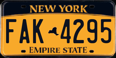 NY license plate FAK4295