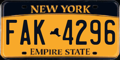 NY license plate FAK4296