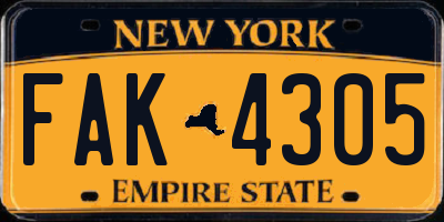 NY license plate FAK4305