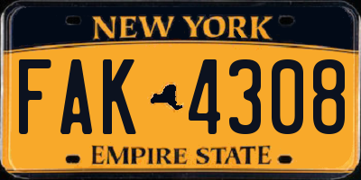 NY license plate FAK4308