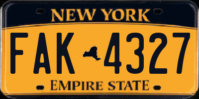 NY license plate FAK4327