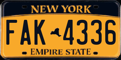 NY license plate FAK4336