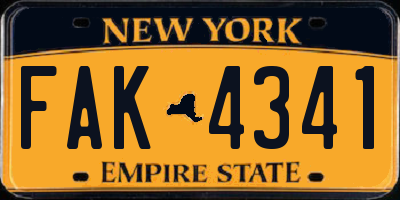 NY license plate FAK4341