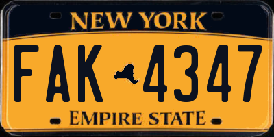 NY license plate FAK4347