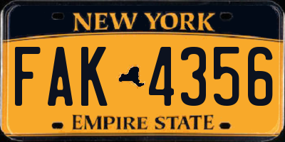 NY license plate FAK4356