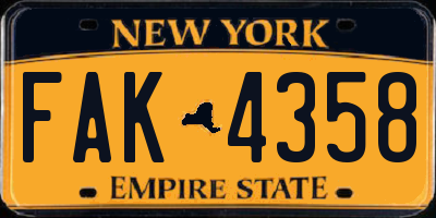 NY license plate FAK4358