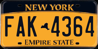 NY license plate FAK4364