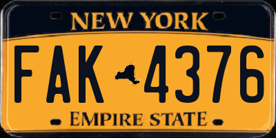 NY license plate FAK4376