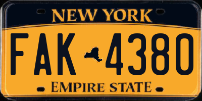 NY license plate FAK4380