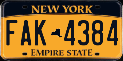 NY license plate FAK4384