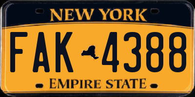 NY license plate FAK4388