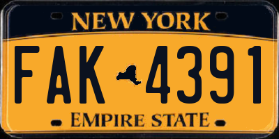 NY license plate FAK4391