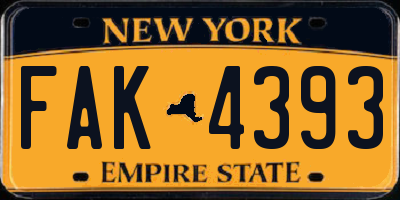 NY license plate FAK4393