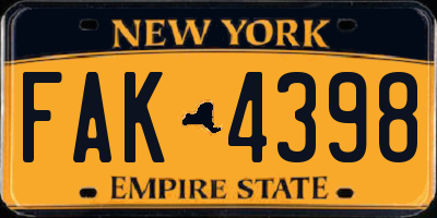 NY license plate FAK4398