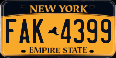 NY license plate FAK4399