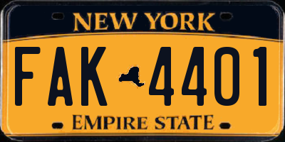 NY license plate FAK4401