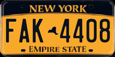 NY license plate FAK4408