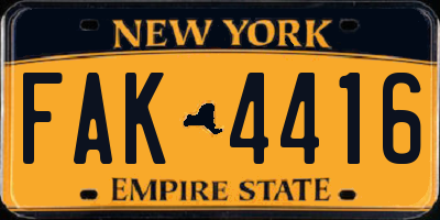 NY license plate FAK4416