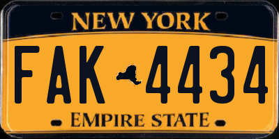 NY license plate FAK4434