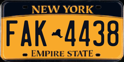 NY license plate FAK4438