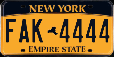 NY license plate FAK4444