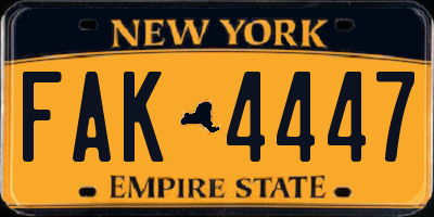 NY license plate FAK4447