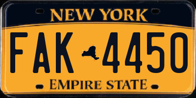 NY license plate FAK4450