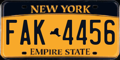 NY license plate FAK4456