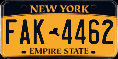 NY license plate FAK4462
