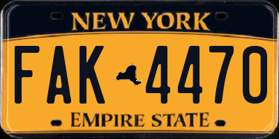 NY license plate FAK4470