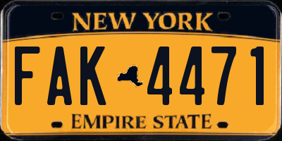 NY license plate FAK4471