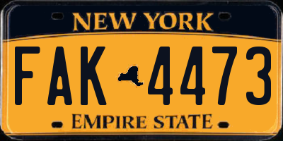 NY license plate FAK4473