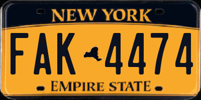 NY license plate FAK4474