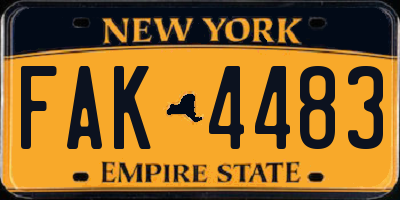 NY license plate FAK4483